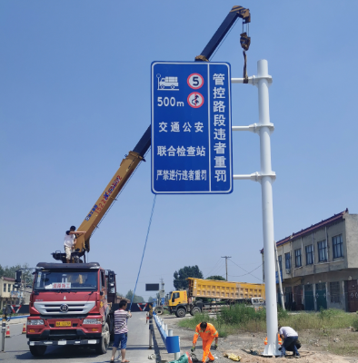 运城双悬臂标志杆、交通标志杆制作、门架立柱加工厂家